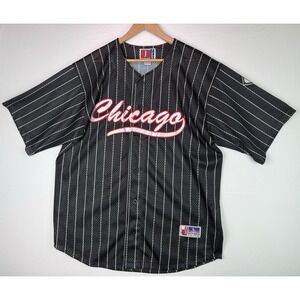 City Boys Sportswear Jersey w/ "Chicago" Embroidered Logo Black/White Striped  L
